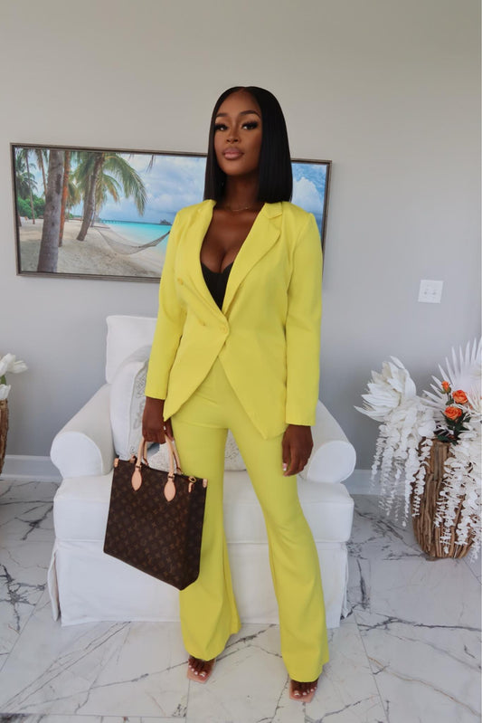 Yellow Blazer Set by AC